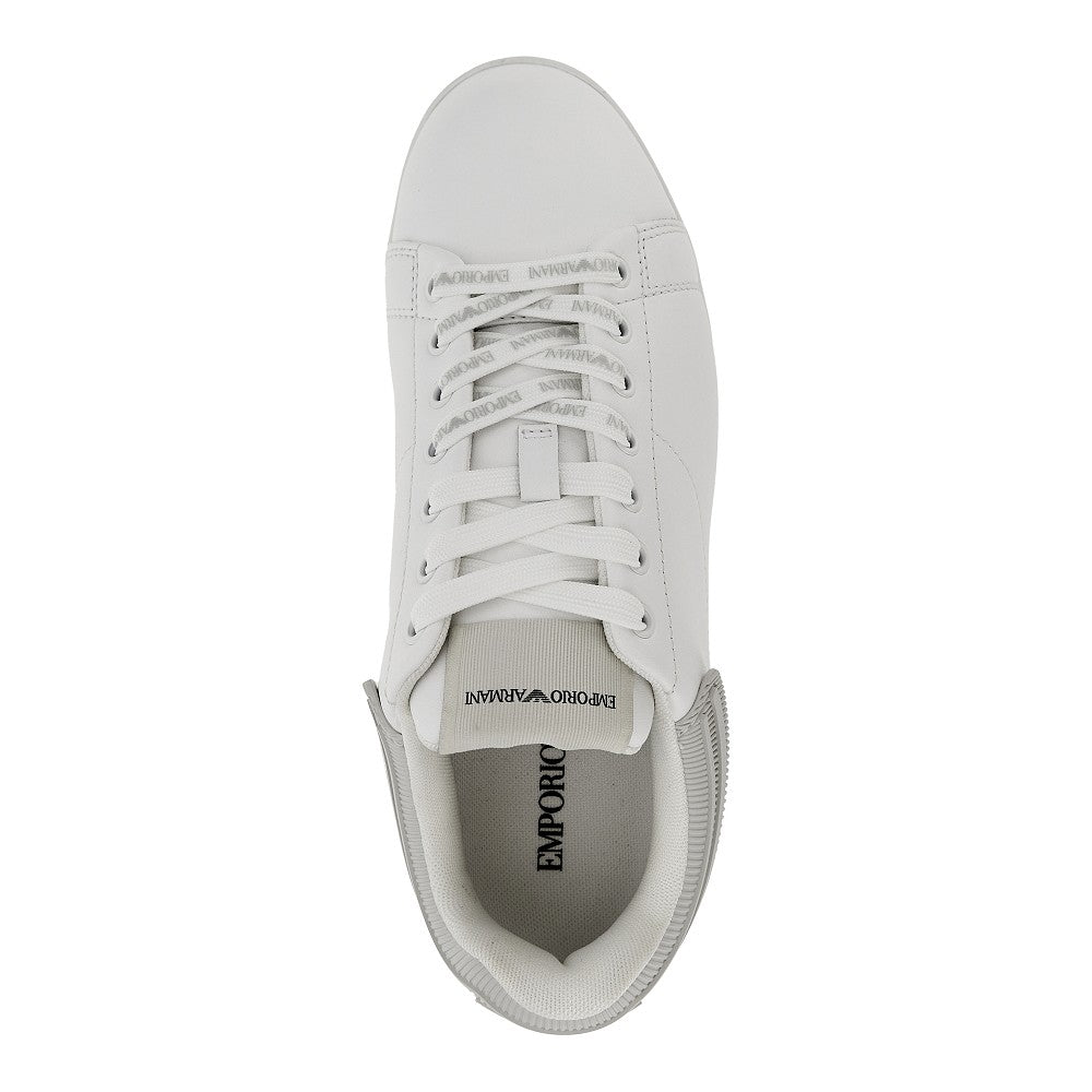 EMPORIO ARMANI Leather sneakers with Eagle logo
