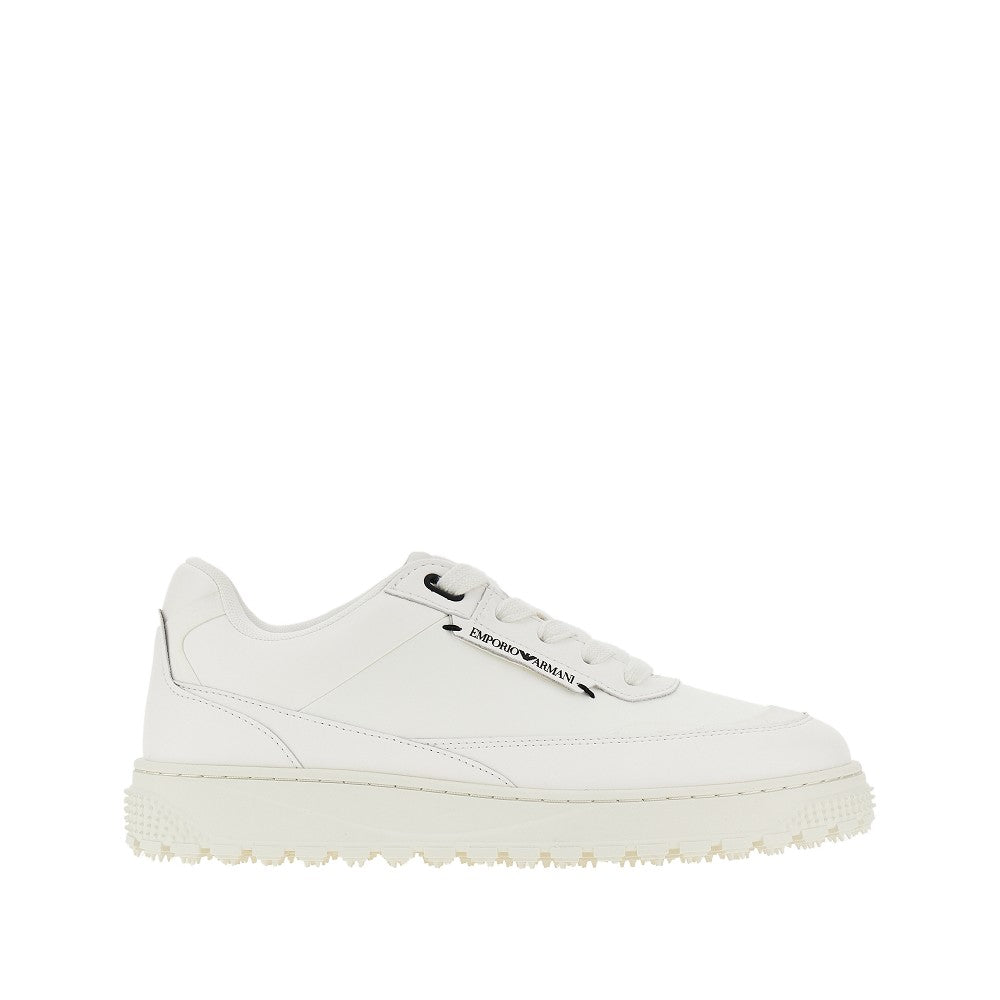 EMPORIO ARMANI Leather sneakers with side logo