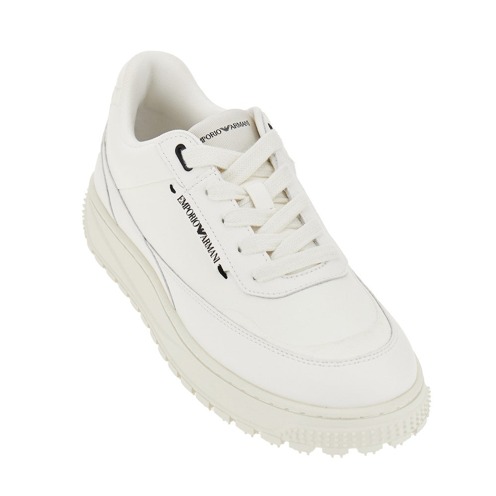 EMPORIO ARMANI Leather sneakers with side logo