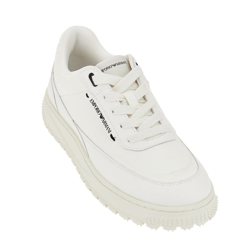 EMPORIO ARMANI Leather sneakers with side logo