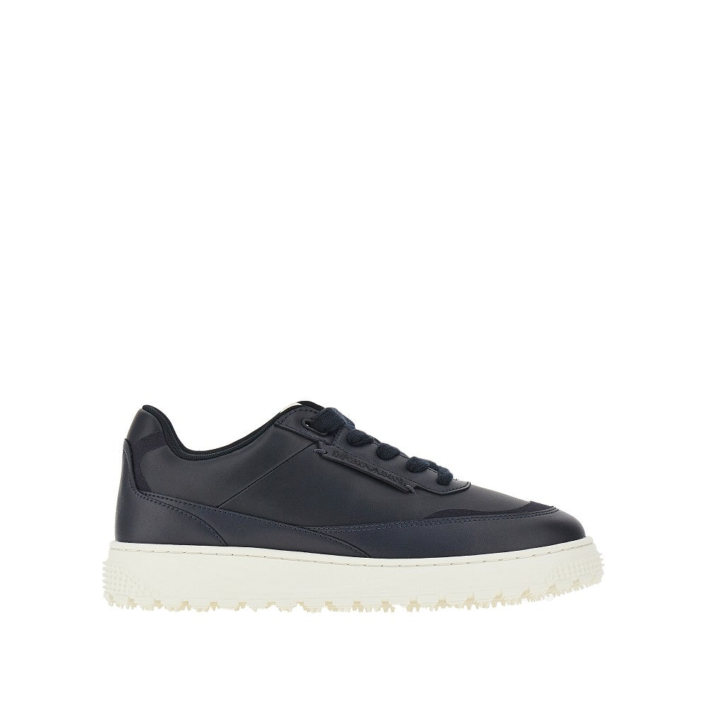 EMPORIO ARMANI Leather sneakers with side logo