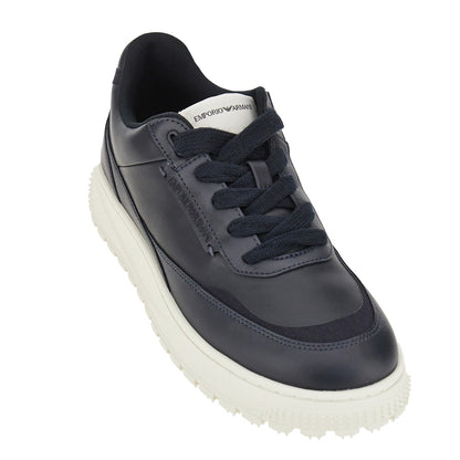 EMPORIO ARMANI Leather sneakers with side logo