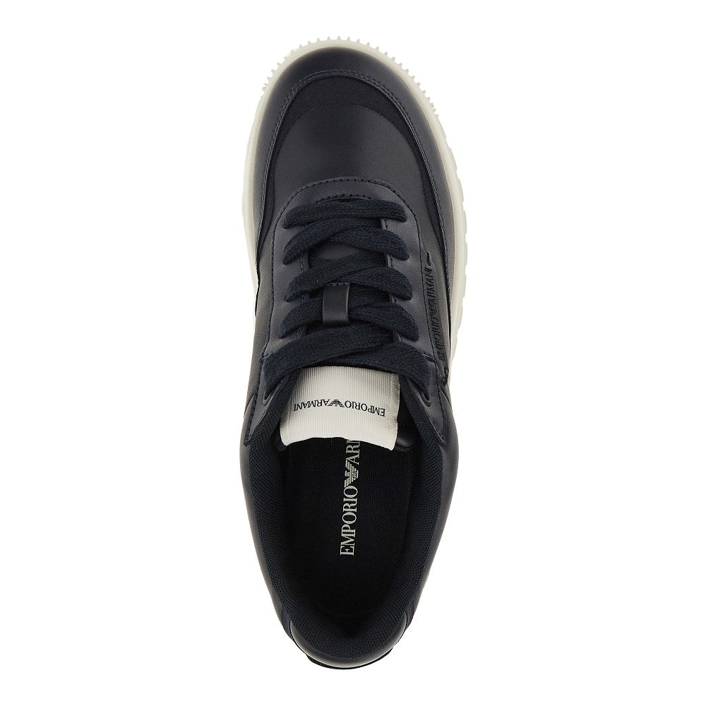 EMPORIO ARMANI Leather sneakers with side logo
