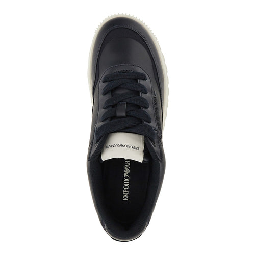 EMPORIO ARMANI Leather sneakers with side logo