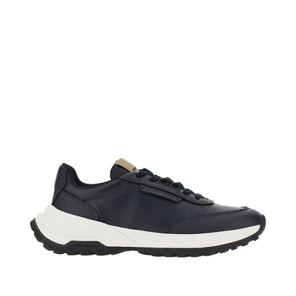 EMPORIO ARMANI Grained leather sneakers with logo