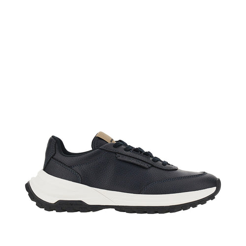 EMPORIO ARMANI Grained leather sneakers with logo