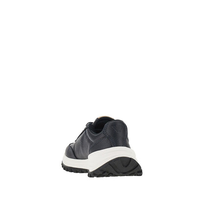 EMPORIO ARMANI Grained leather sneakers with logo