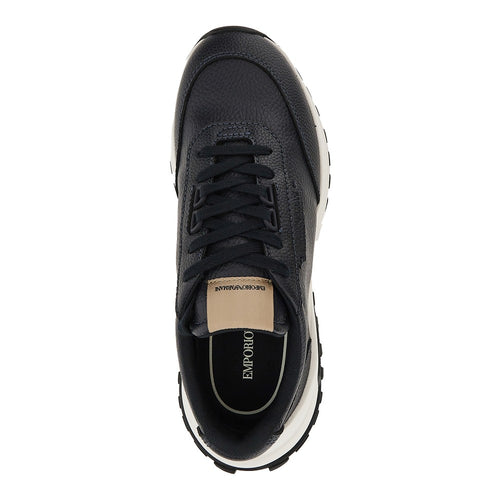 EMPORIO ARMANI Grained leather sneakers with logo