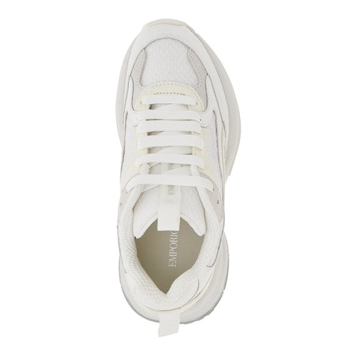 EMPORIO ARMANI Mesh sneakers with leather details