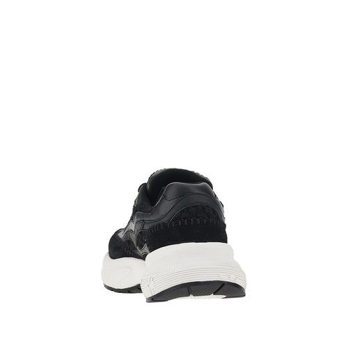 EMPORIO ARMANI Knitted sneakers with faux leather details