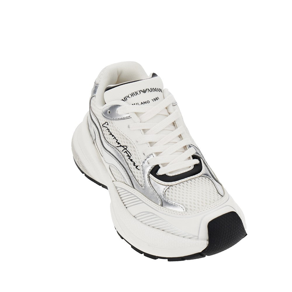 EMPORIO ARMANI Mesh sneakers with leather details