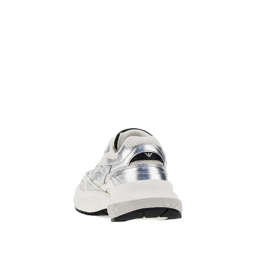 EMPORIO ARMANI Mesh sneakers with leather details