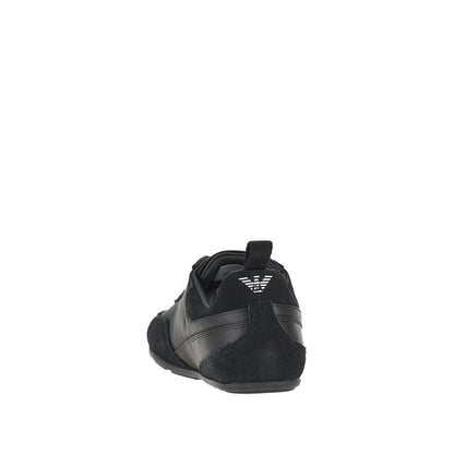EMPORIO ARMANI Satin and suede leather sneakers