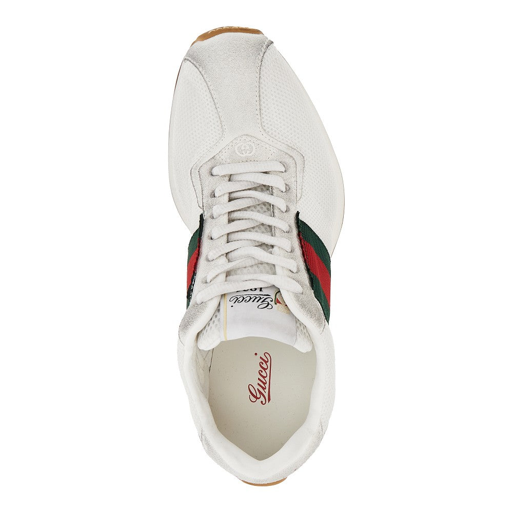 GUCCI Suede leather and mesh 'Tempo' sneakers