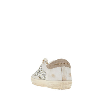 GOLDEN GOOSE Leather and glitter Super-Star sneakers