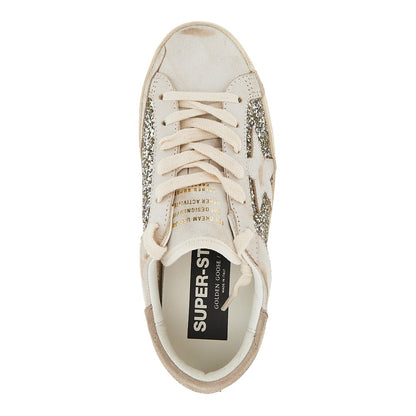 GOLDEN GOOSE Leather and glitter Super-Star sneakers