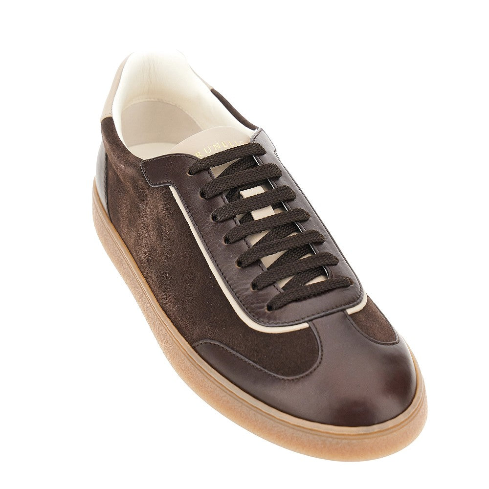 BRUNELLO CUCINELLI Smooth and suede leather sneakers