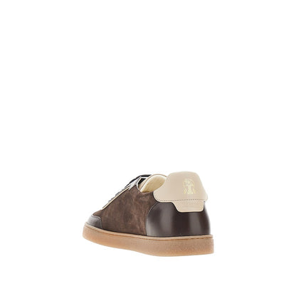 BRUNELLO CUCINELLI Smooth and suede leather sneakers