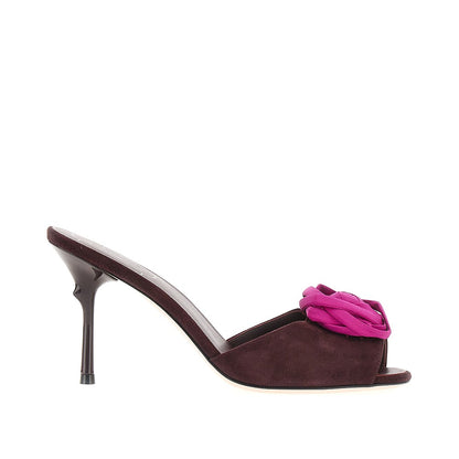 ROGER VIVIER Rose Vivier' suede leather mules