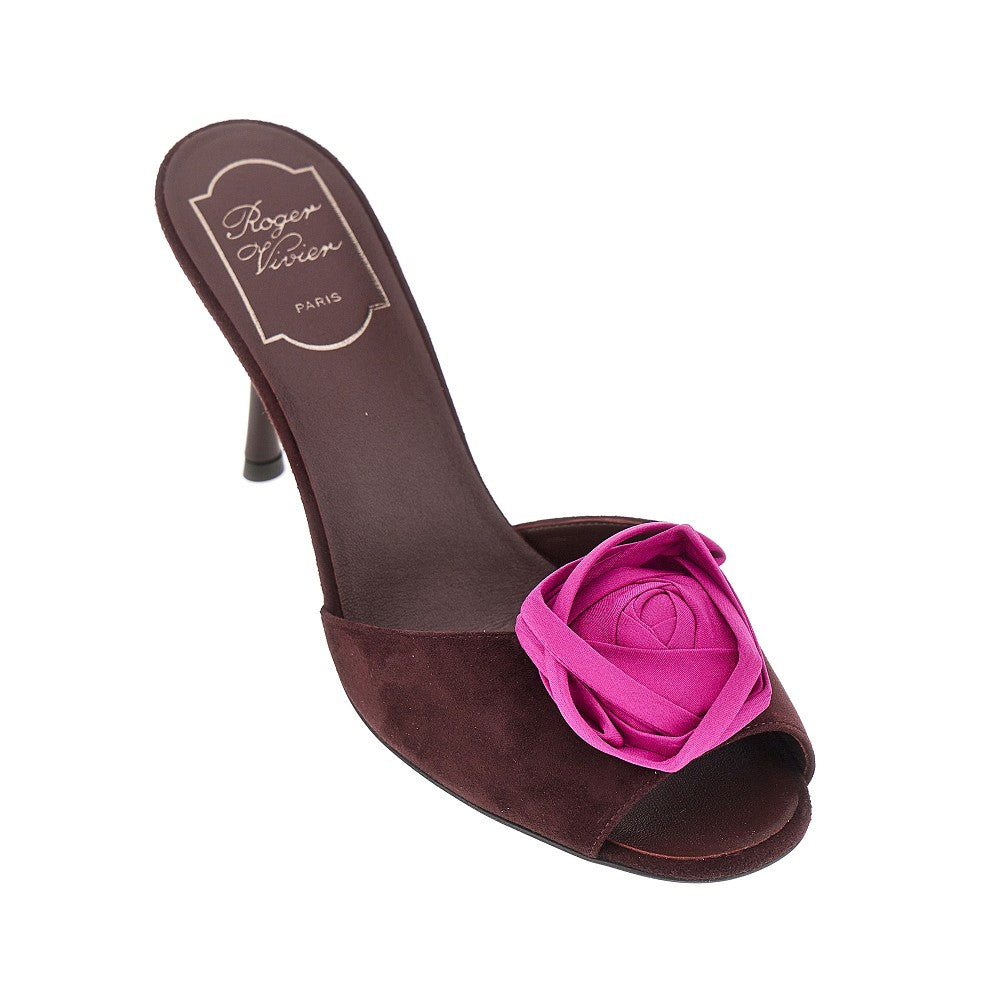 ROGER VIVIER Rose Vivier' suede leather mules