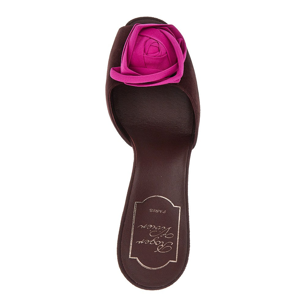 ROGER VIVIER Rose Vivier' suede leather mules