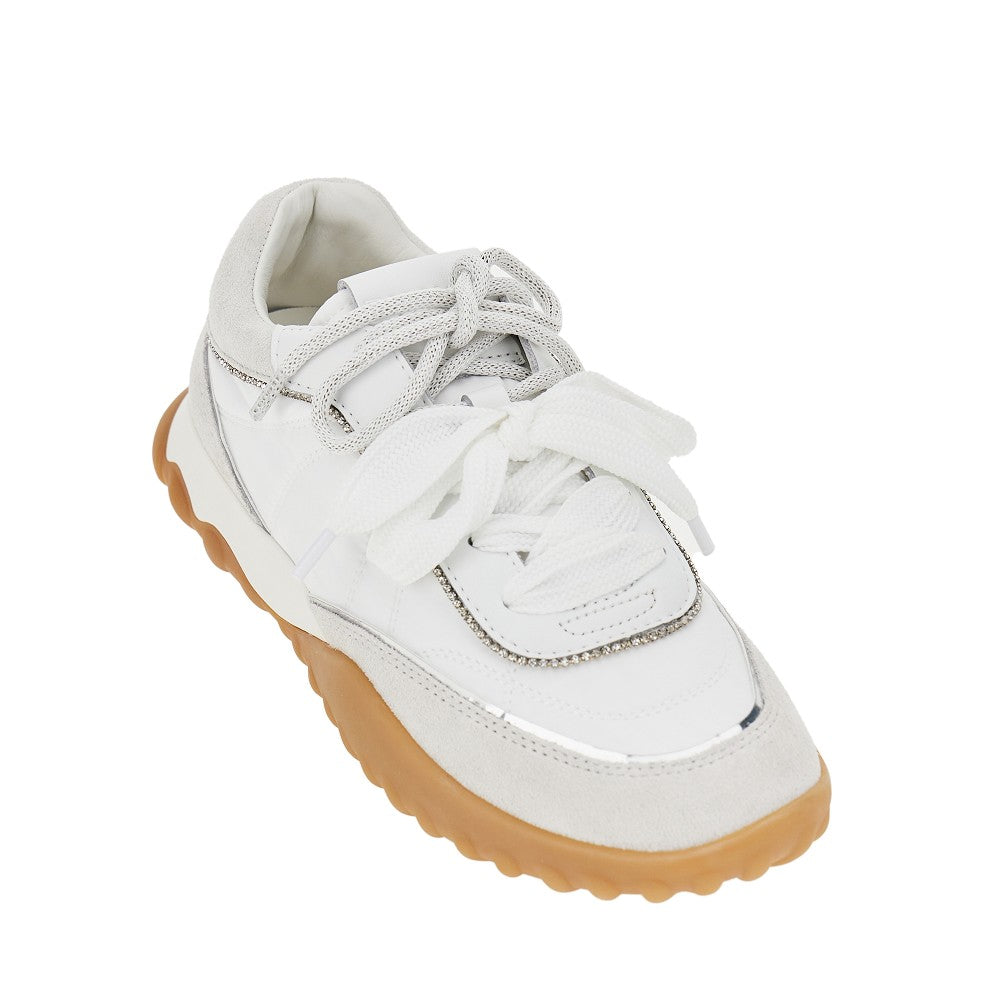 PINKO Suede leather and nylon sneakers