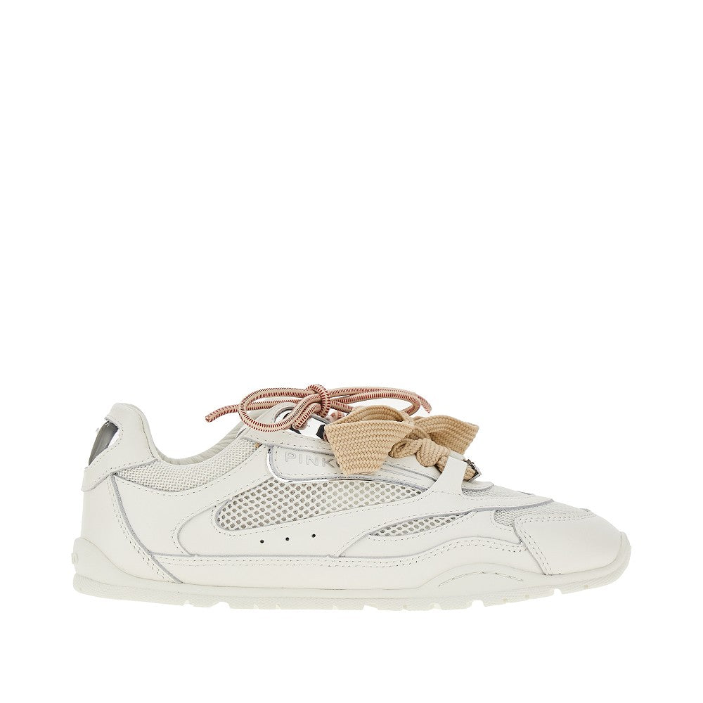 PINKO Leather and mesh sneakers