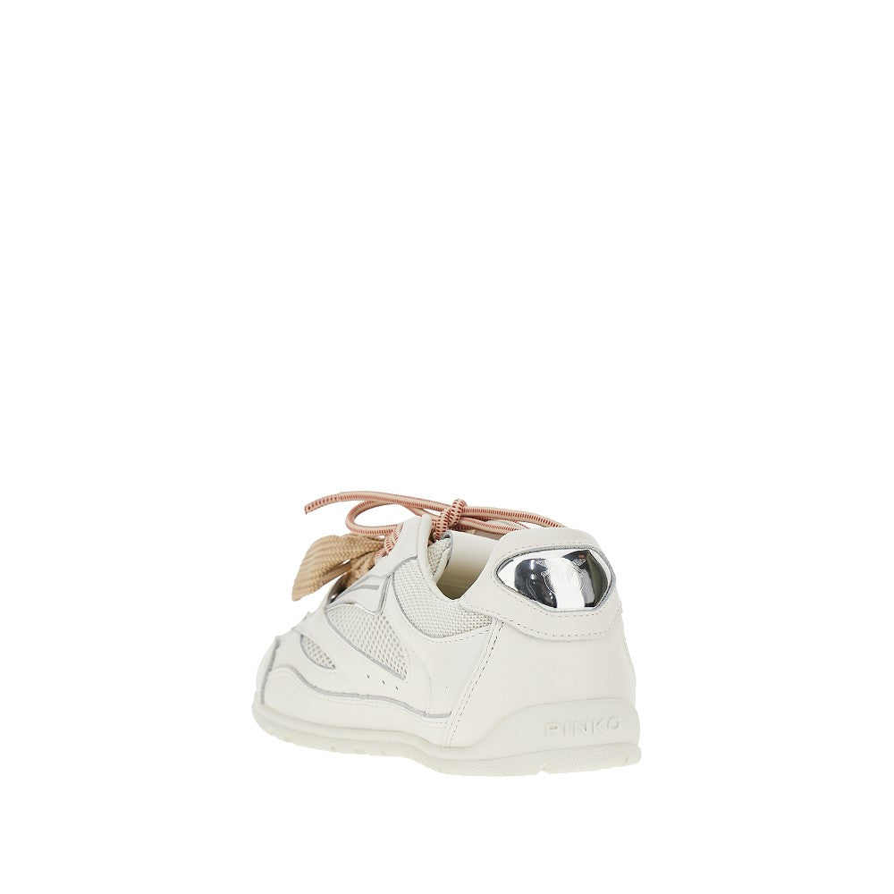 PINKO Leather and mesh sneakers