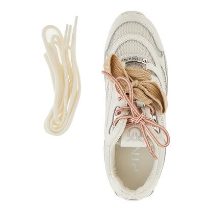 PINKO Leather and mesh sneakers