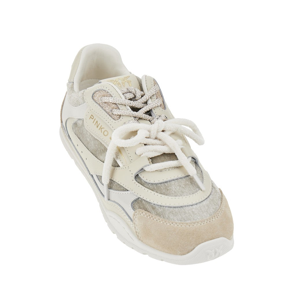 PINKO Suede leather and velvet sneakers
