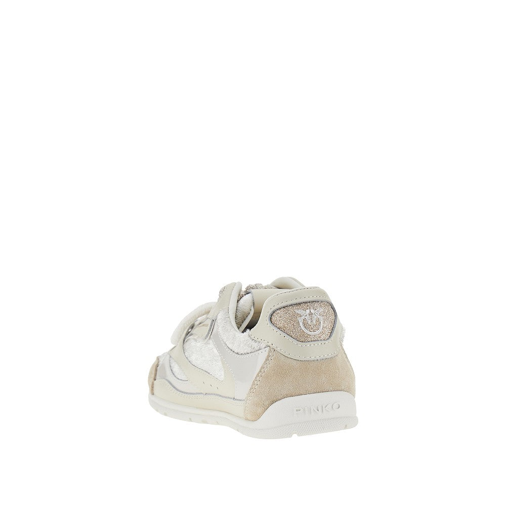 PINKO Suede leather and velvet sneakers