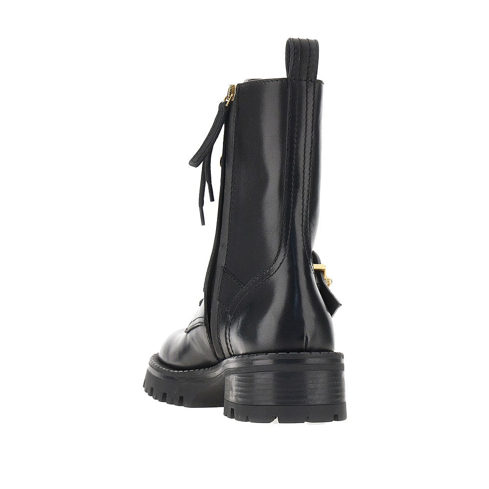 VERSACE Leather boots with Medusa detail