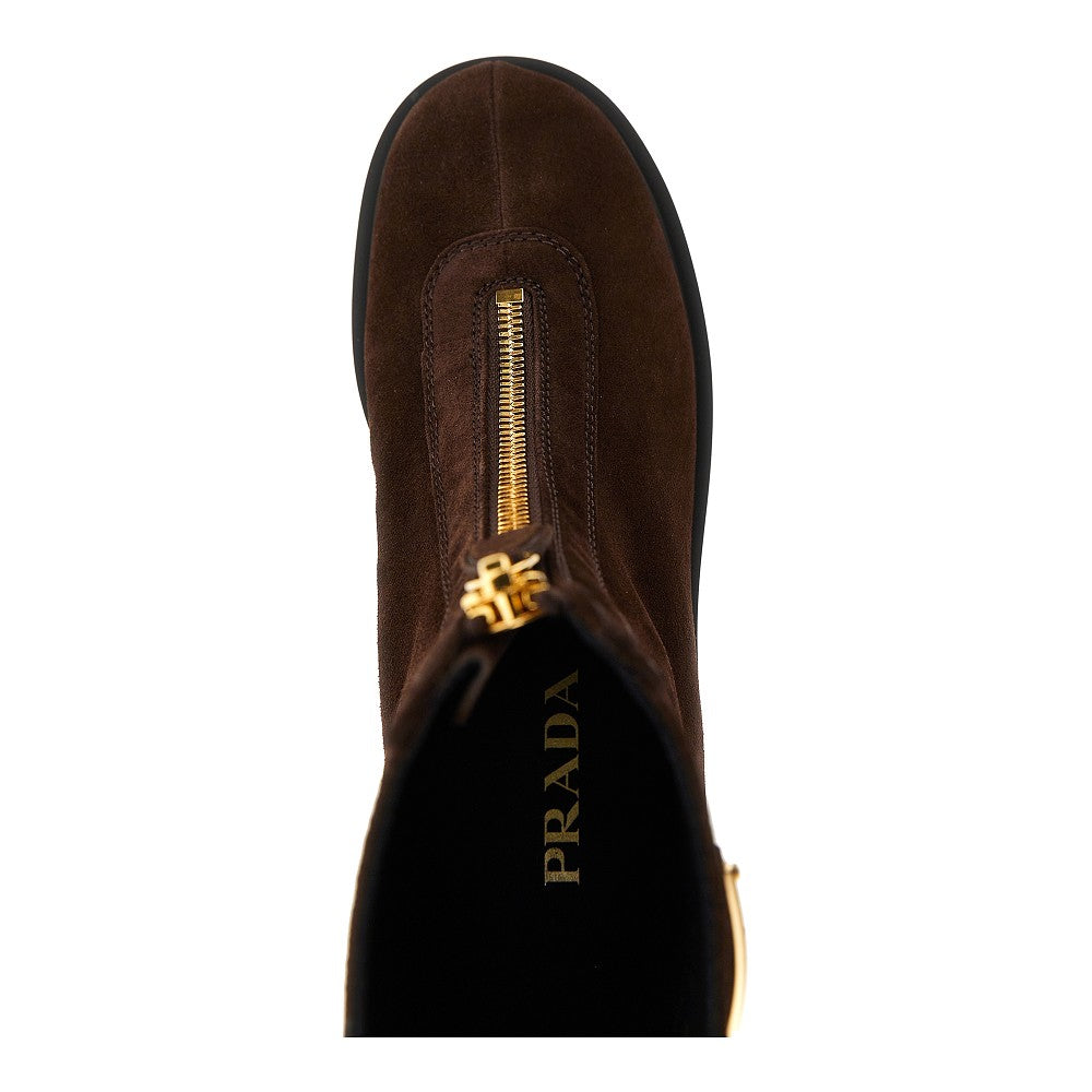 PRADA Suede leather zip-up ankle boots