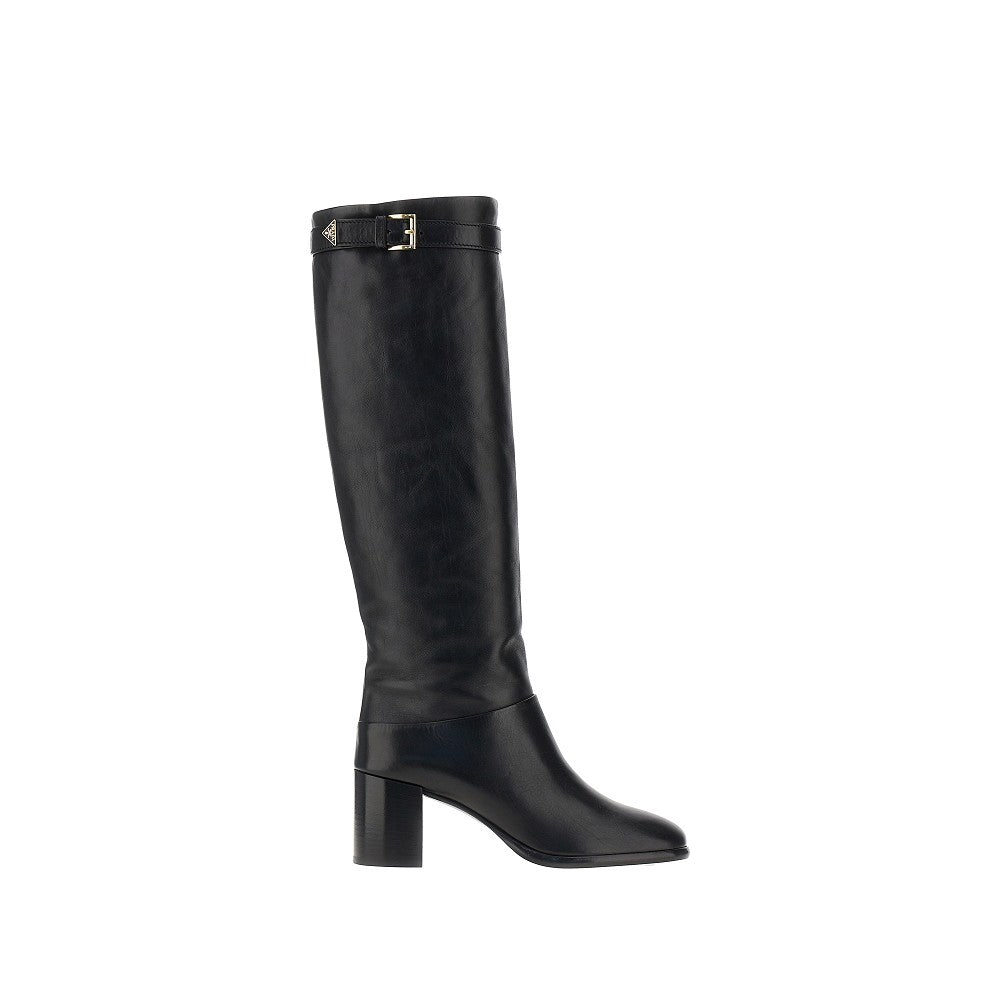 PRADA Leather boots with triangle logo