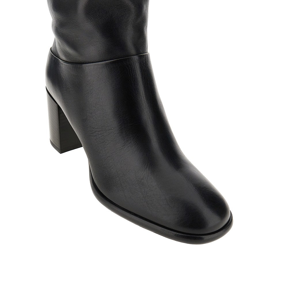 PRADA Leather boots with triangle logo