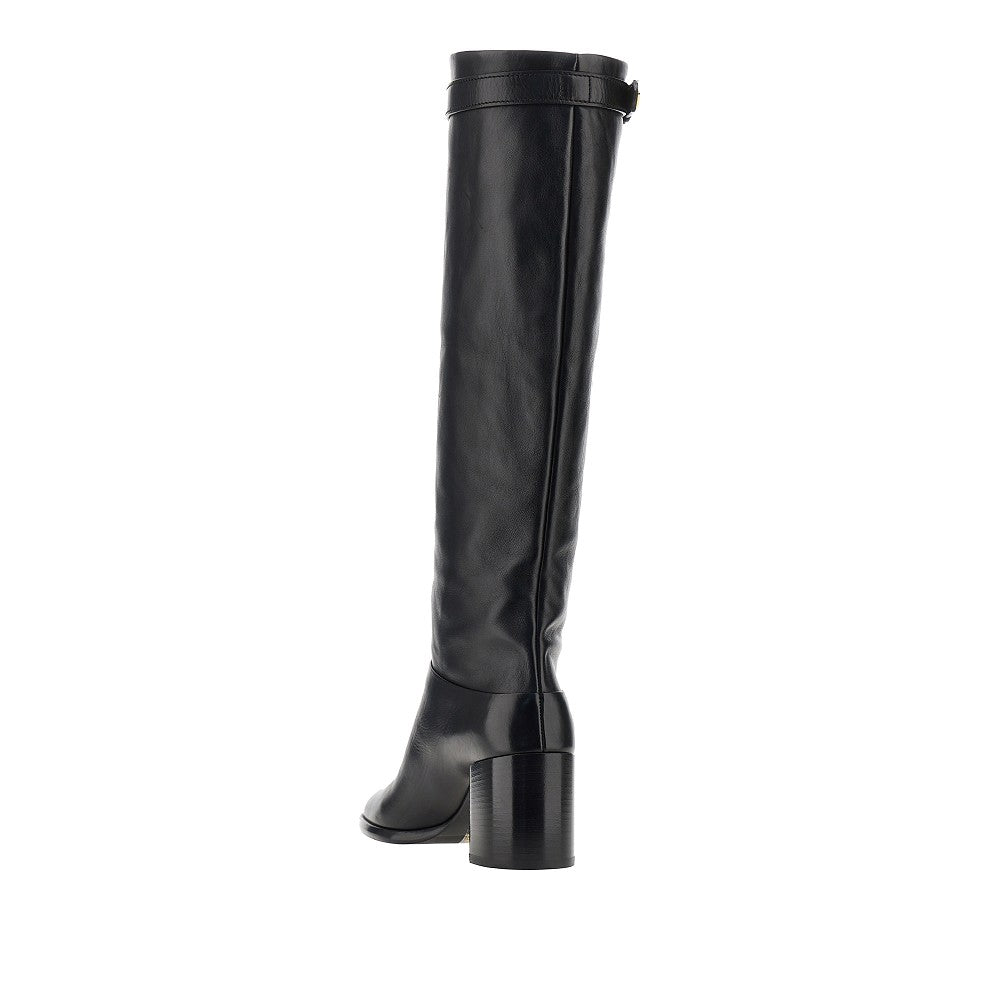 PRADA Leather boots with triangle logo