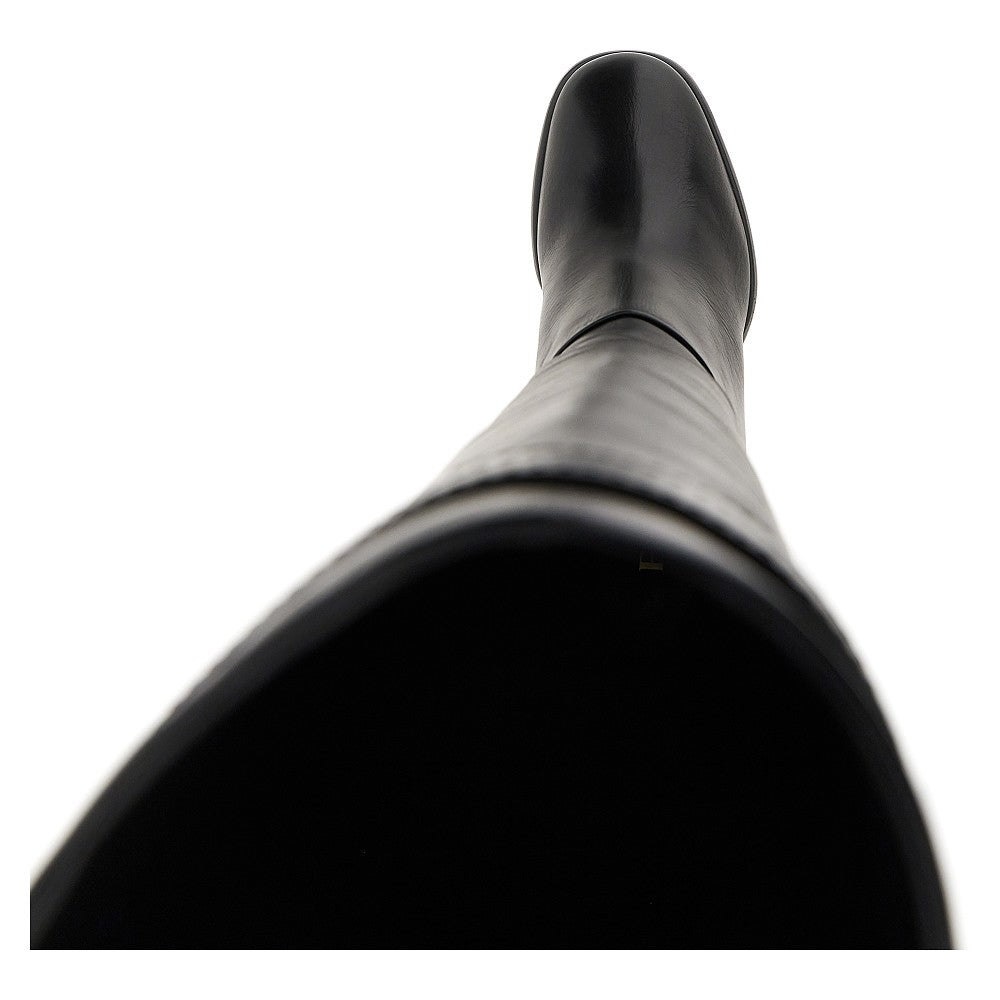 PRADA Leather boots with triangle logo