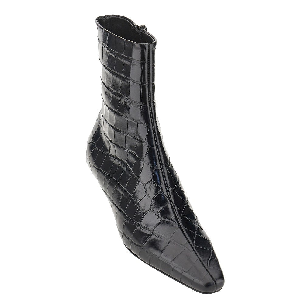 TOTEME Croco-embossed leather ankle boots