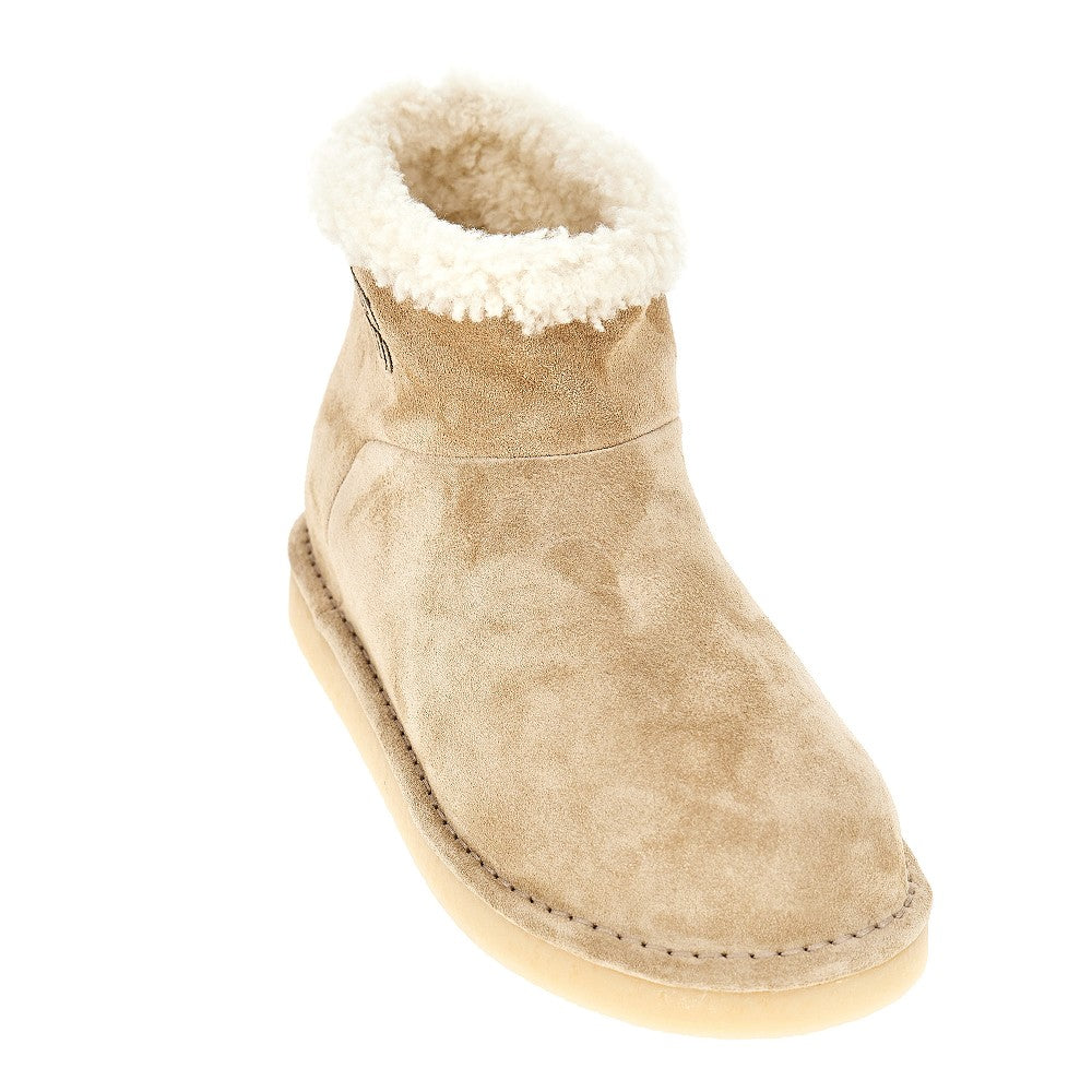 MIU MIU Suede leather ankle boots with logo