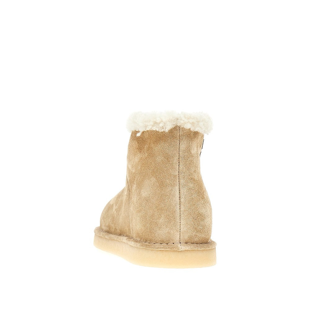 MIU MIU Suede leather ankle boots with logo