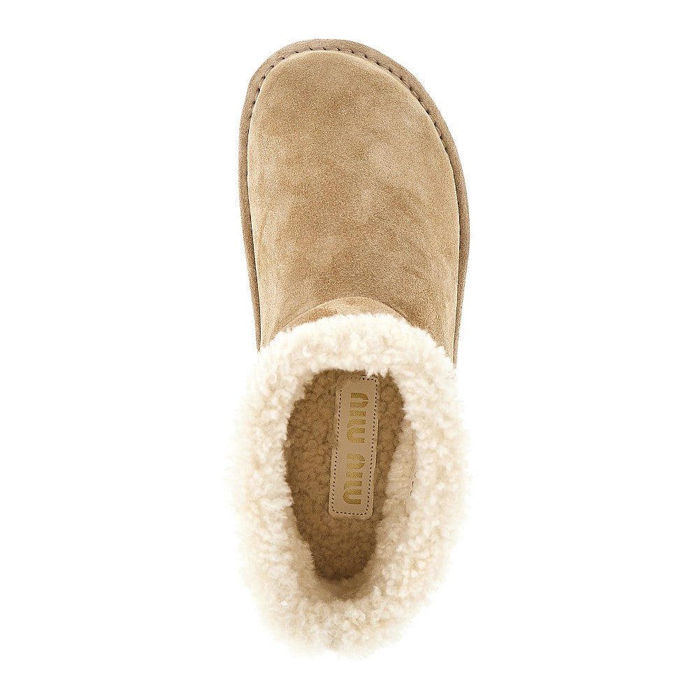 MIU MIU Suede leather ankle boots with logo