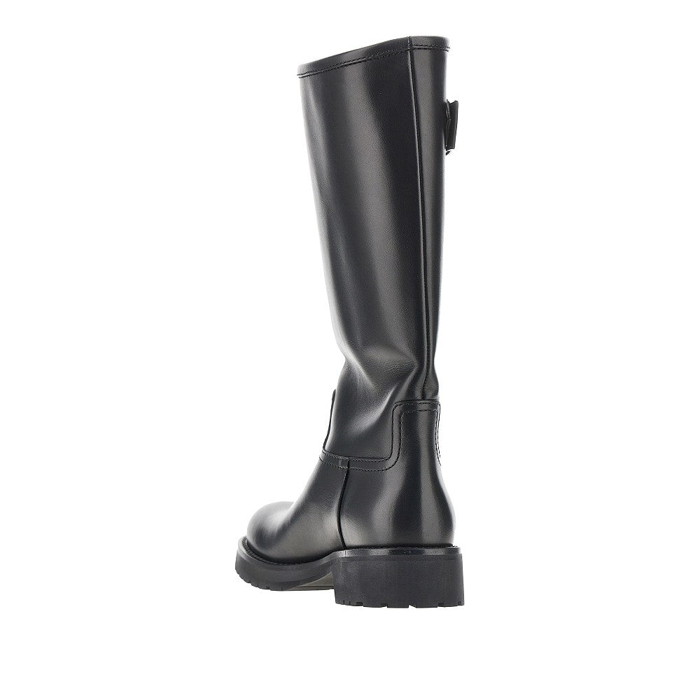 GUCCI Leather biker boots with Web detail