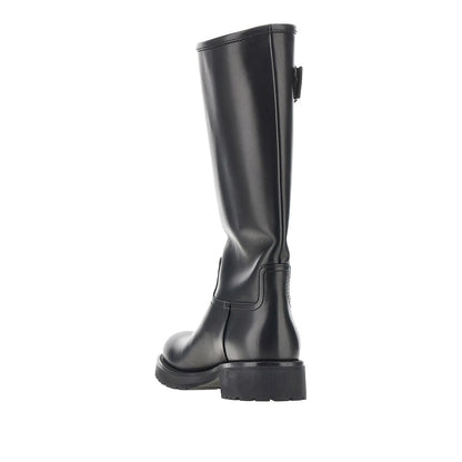 GUCCI Leather biker boots with Web detail