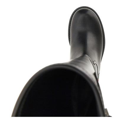 GUCCI Leather biker boots with Web detail
