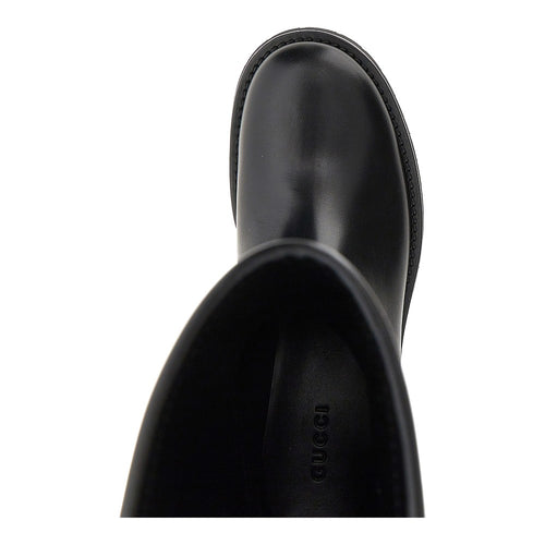Gucci Leather boots with Web intarsia