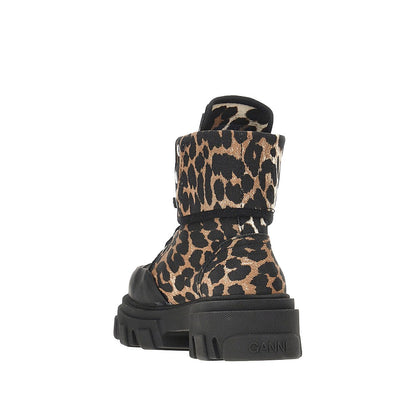 Ganni Leopard-printed denim boots