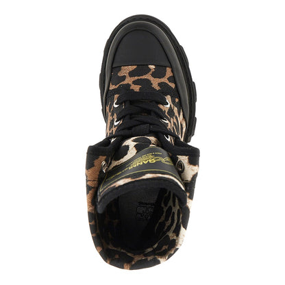 Ganni Leopard-printed denim boots