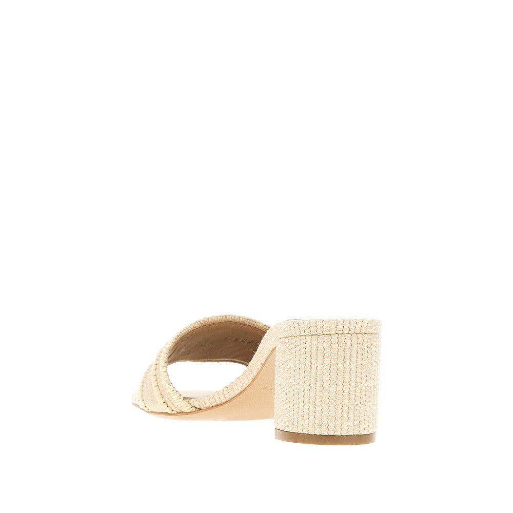 EMPORIO ARMANI Woven raffia mules with EA logo
