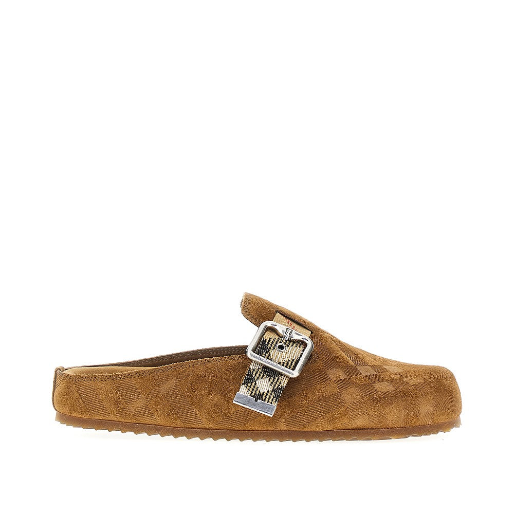 BURBERRY Check suede leather 'Urchin' clogs