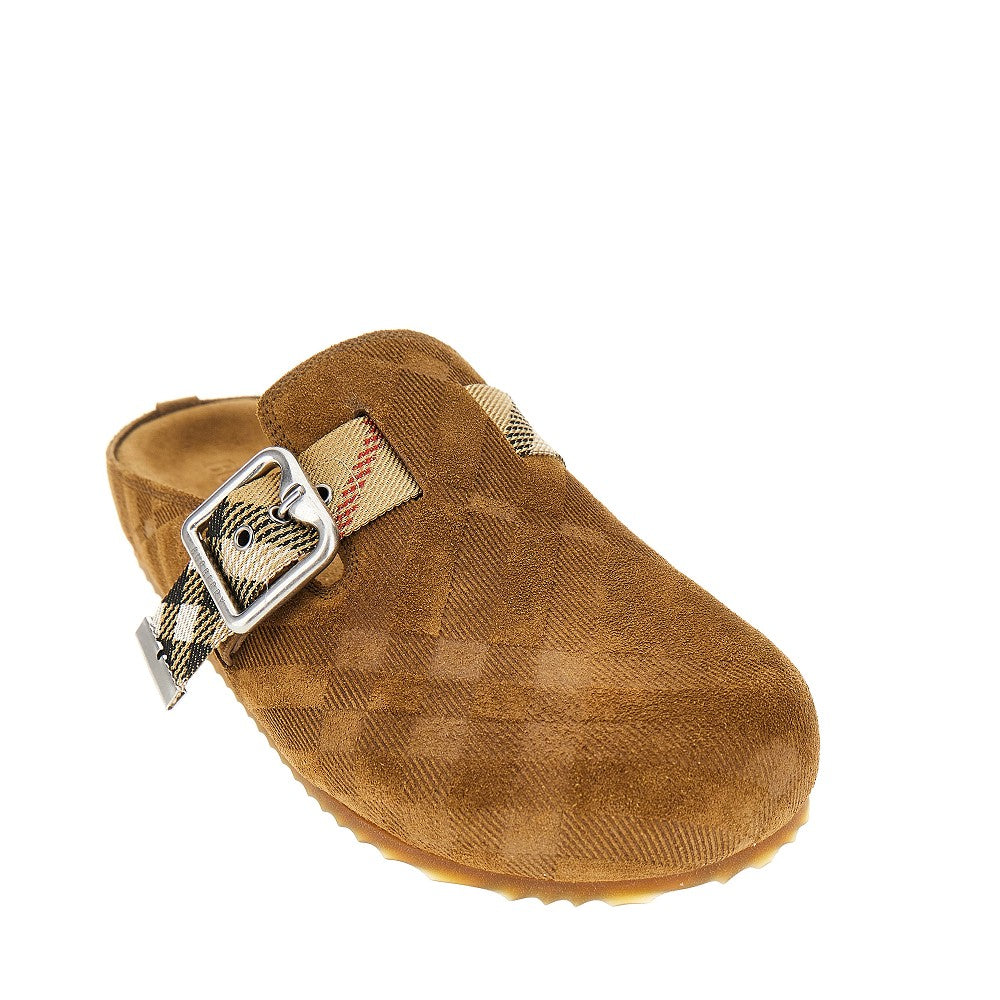 BURBERRY Check suede leather 'Urchin' clogs